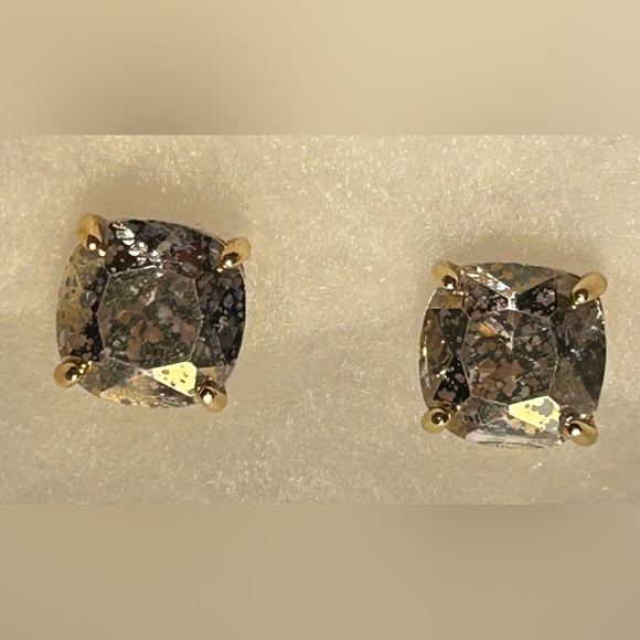 KATE SPADE • Clear Crystal Glitter Squared Away Post Earrings - Picture 1 of 6